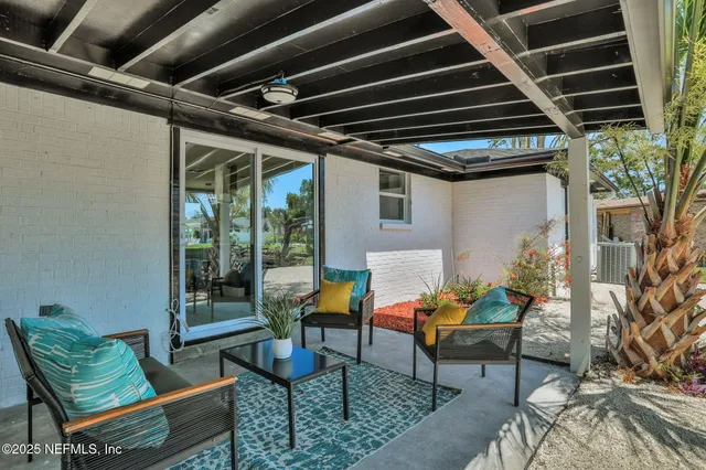 a outdoor space with furniture