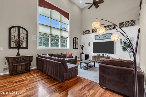 a living room with furniture and a couch