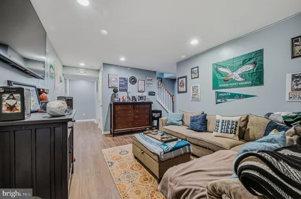 a living room with furniture