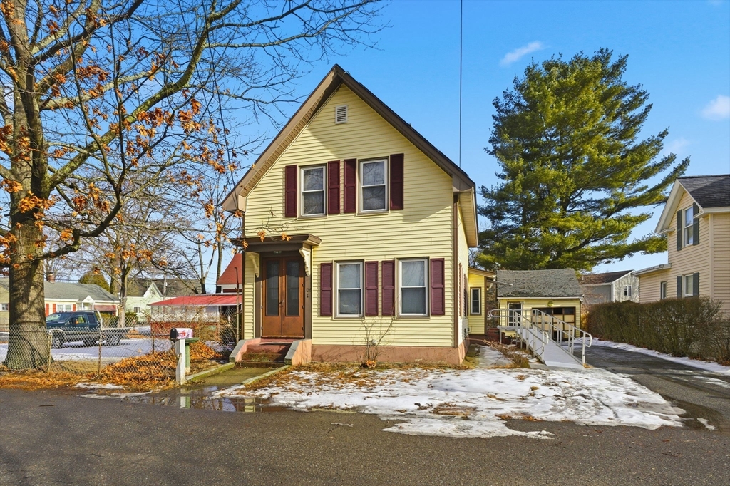 a view of a house with a patio
