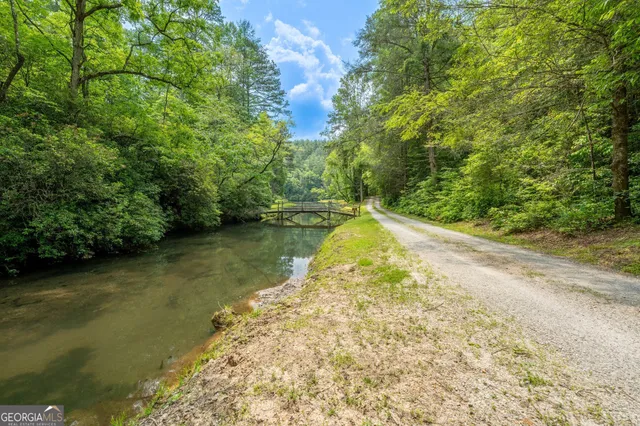 a view of a lake with a city