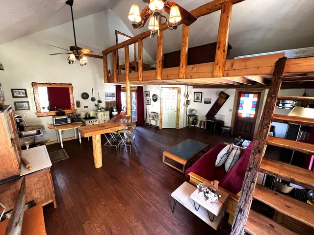 a bathroom with a shower and mirror