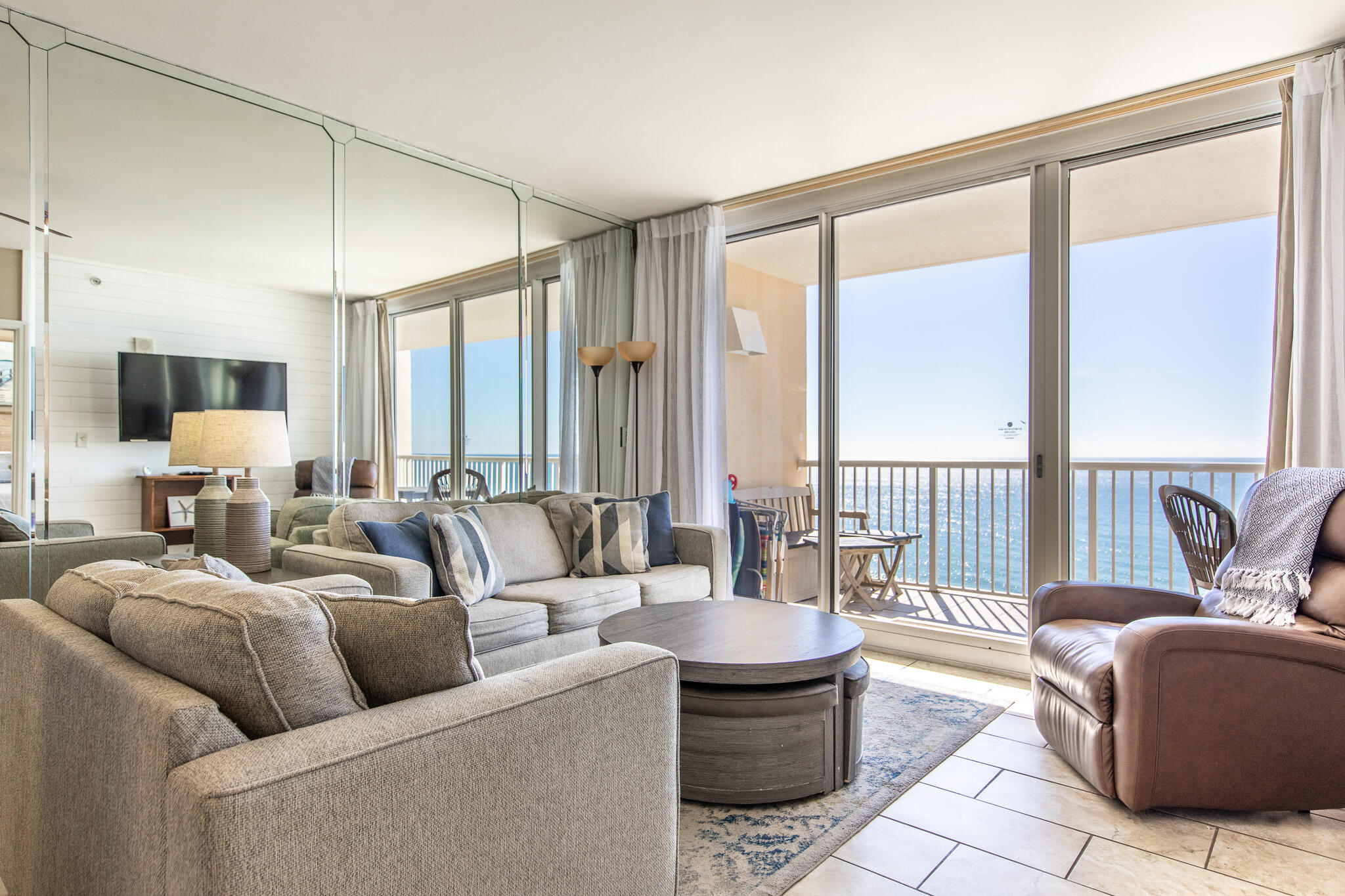 10901 Front Beach Road, Unit 2103 Panama City Beach, FL 32408 - Photo 12 of 54 a living room with furniture and a large window