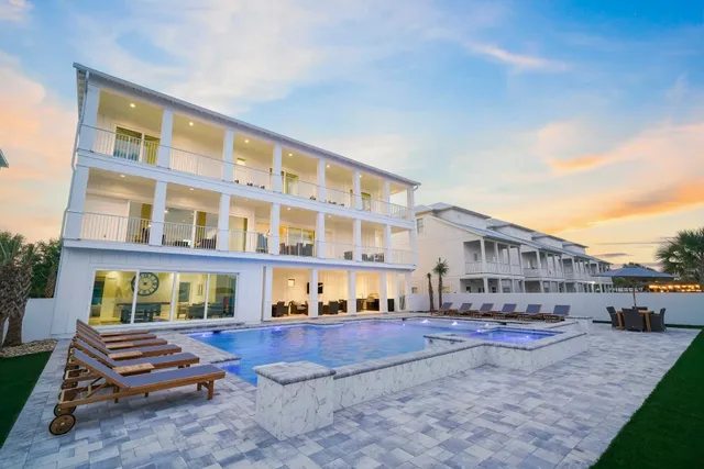 a front view of a building with street view