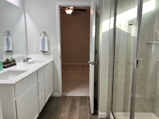 221 Arabian Colt Drive Georgetown, TX 78626 - Photo 18 of 36 a bathroom with a sink and a mirror