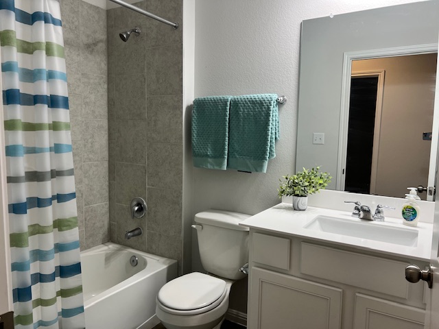 221 Arabian Colt Drive Georgetown, TX 78626 - Photo 22 of 36 a bathroom with a sink a toilet and shower