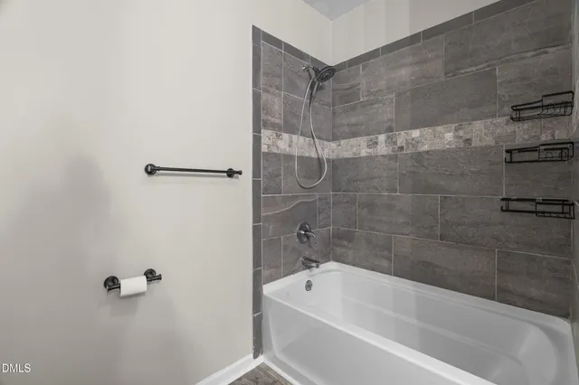 a bathroom with a bathtub