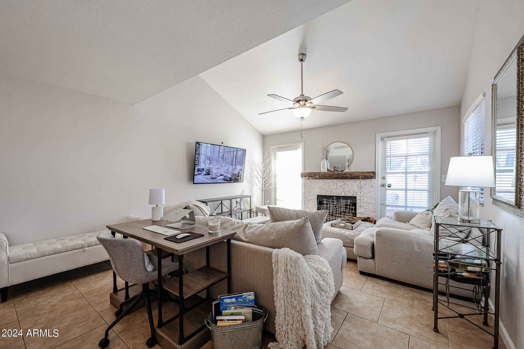 1222 West Baseline Road, Unit 108 Tempe, AZ 85283 - Photo 7 of 18 Vaulted Ceilings and Fireplace