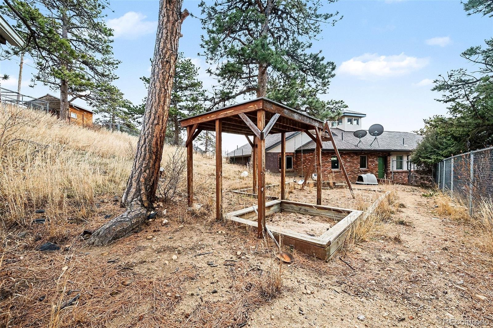 6094 Pyrenees Trail Golden, CO 80403 - Photo 18 of 24 a view of a house with backyard and sitting area