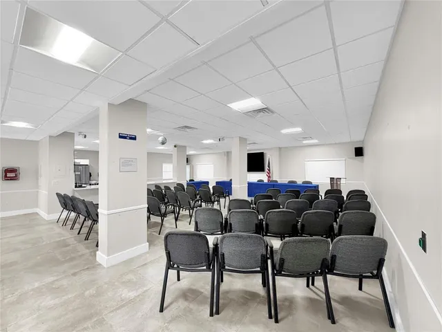 a large room with furniture