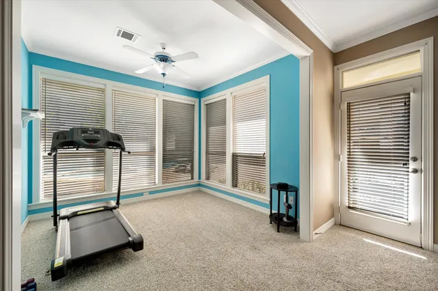 a room with gym equipment