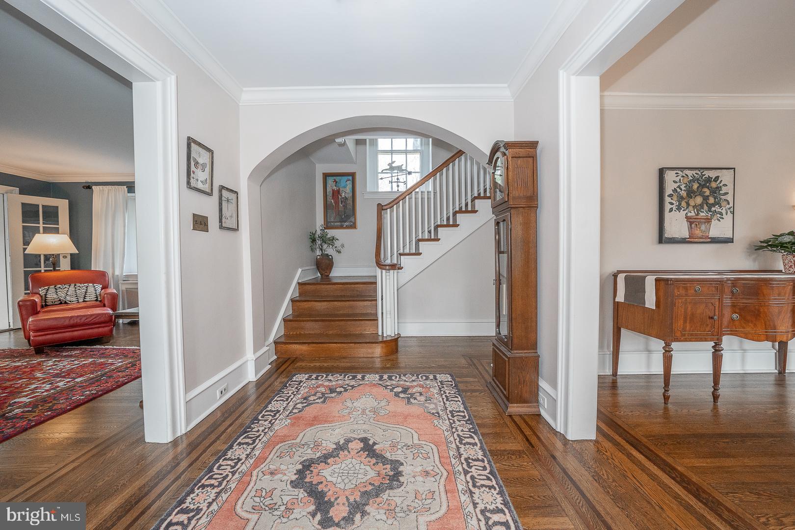 261 Kent Road Wynnewood, PA 19096 - Photo 8 of 98 a view of entryway and hall with wooden floor