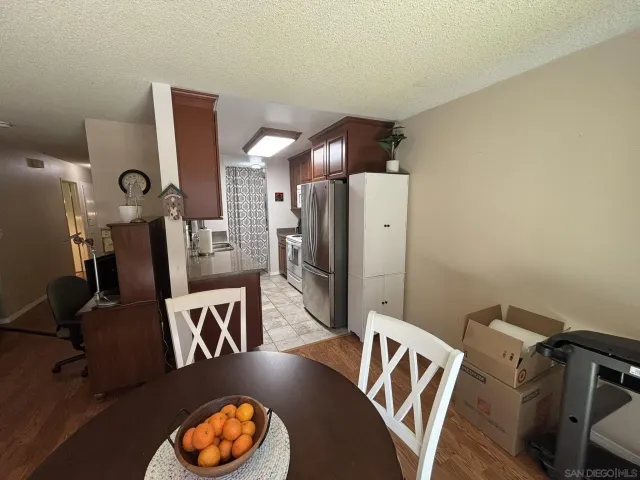 a front view of a house with a kitchen