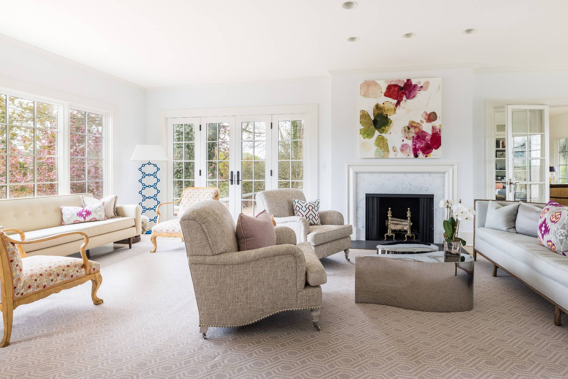 17 Apaquogue Road East Hampton, NY 11937 - Photo 14 of 37 a living room with furniture fireplace and a large window