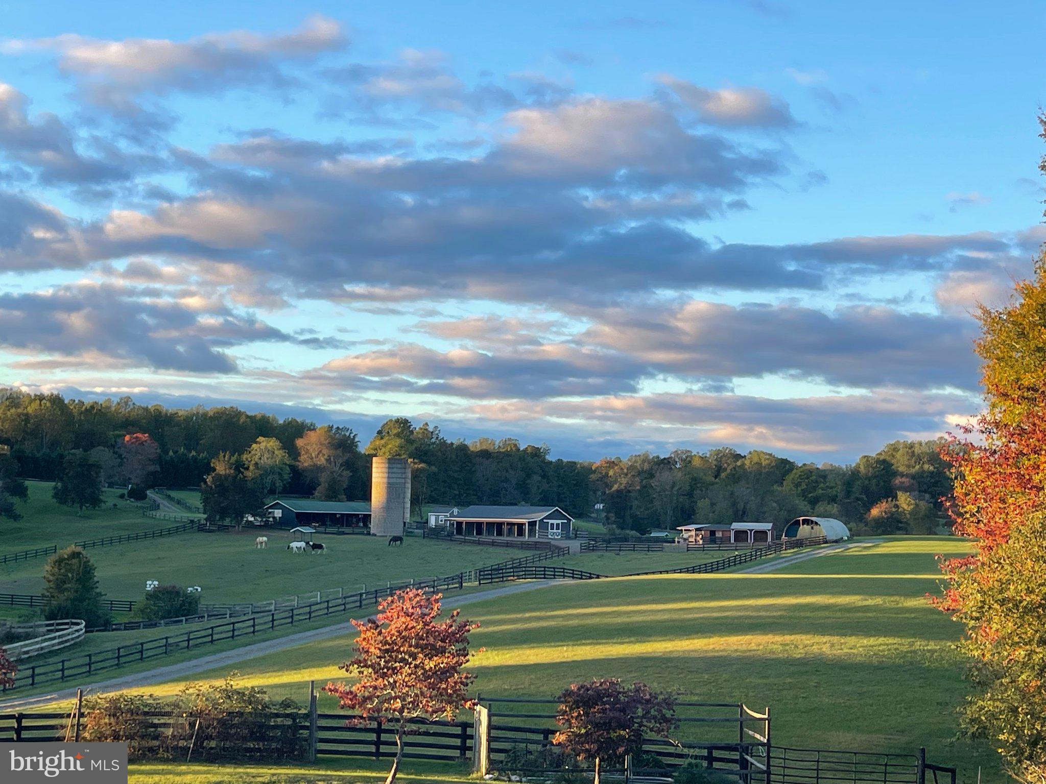 Serene countryside at sunset.