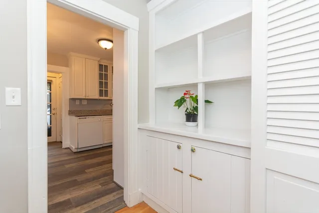a view of kitchen with wooden floor