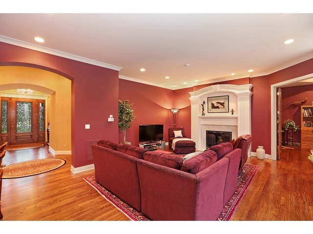 6350 Clarendon Hills Road Willowbrook, IL 60527 - Photo 3 of 25 a living room with furniture a fireplace and a flat screen tv