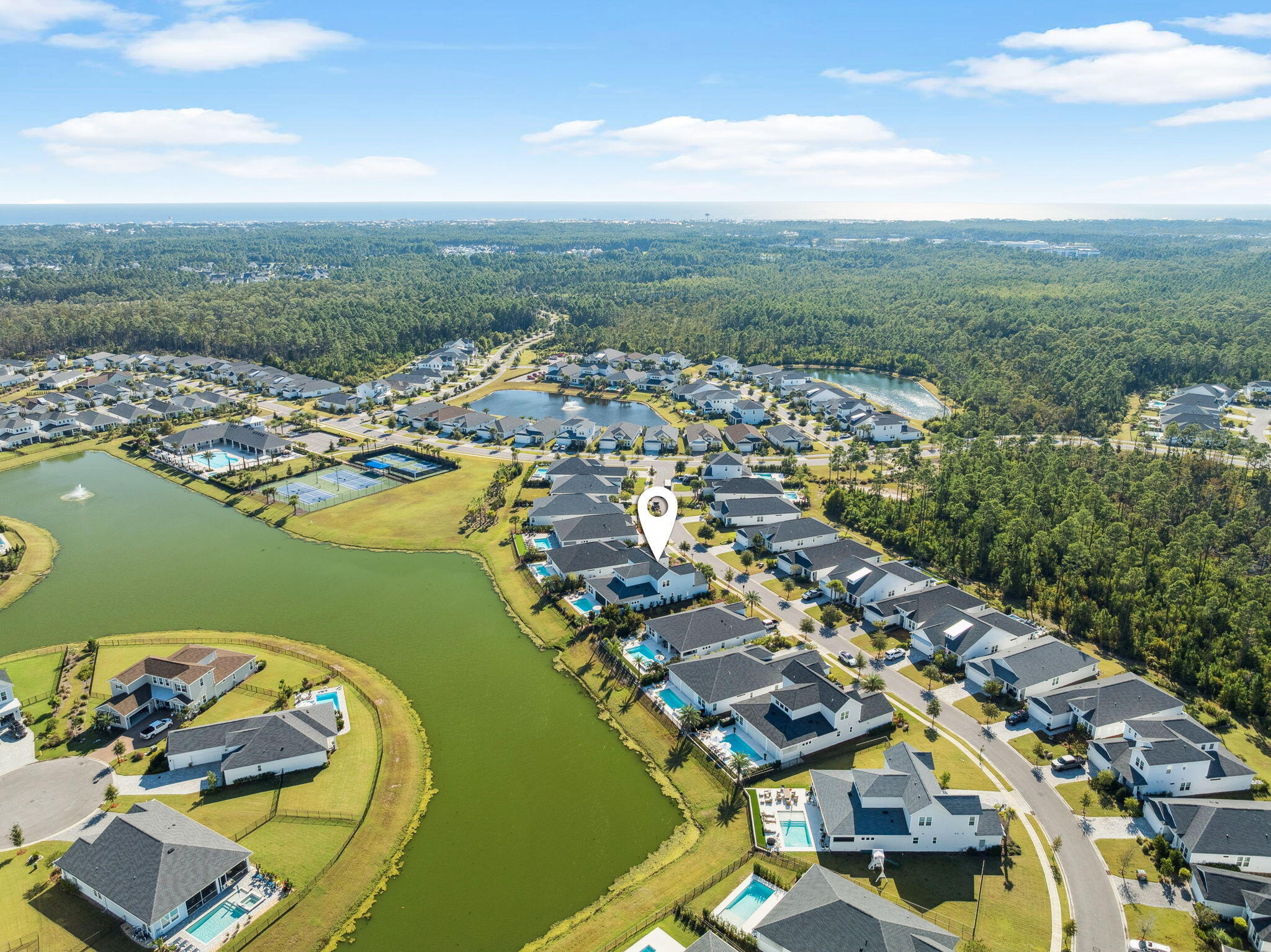 56 River Rise Way Inlet Beach Inlet Beach, FL 32461 - Photo 55 of 69 an aerial view of a house with a lake view