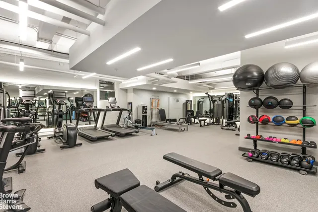 a view of a room with gym equipment