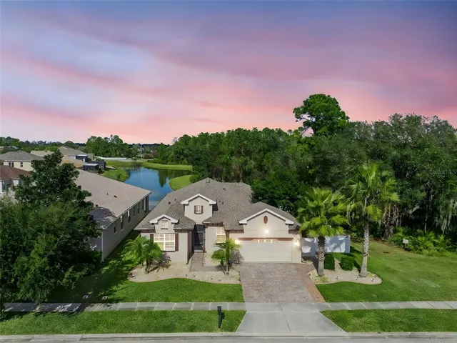 a view of a lake with a city