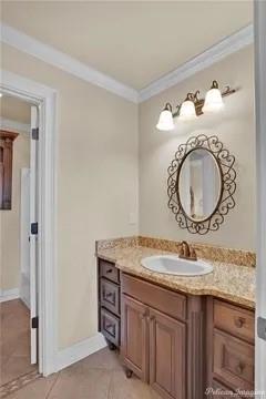 2805 Clearbrook Way Haughton, LA 71037 - Photo 26 of 33 a bathroom with a granite countertop sink and a mirror