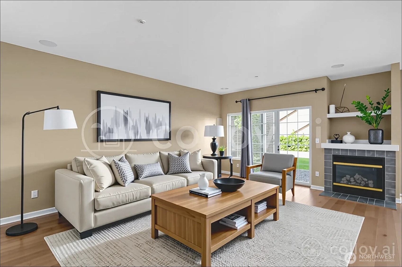 1522 196th Street Southeast, Unit C103 Bothell, WA 98012 - Photo 7 of 24 a living room with furniture a rug a fireplace and a large window