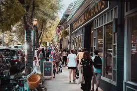 a view of a building and a street