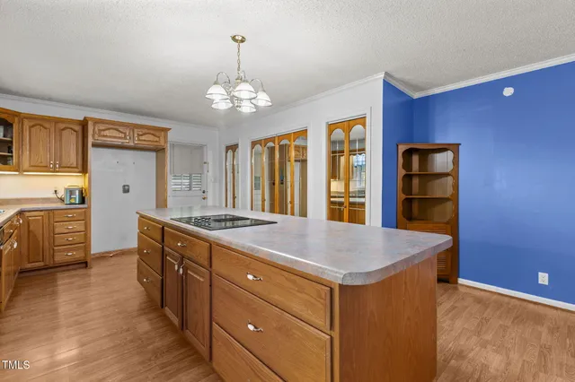 a kitchen that has a lot of cabinets in it