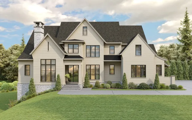 front view of a house and a yard