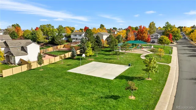 a view of a golf course with a garden