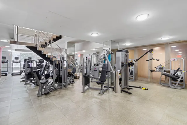 a view of a room with gym equipment