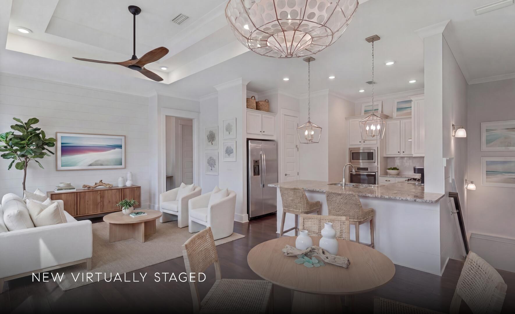 94 York Ln Inlet Beach, Unit C Inlet Beach, FL 32461 - Photo 3 of 36 a living room with furniture and a chandelier