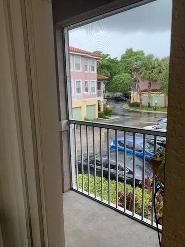 a view of building from a balcony