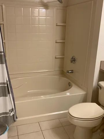 a bathroom with a toilet and a bath tub