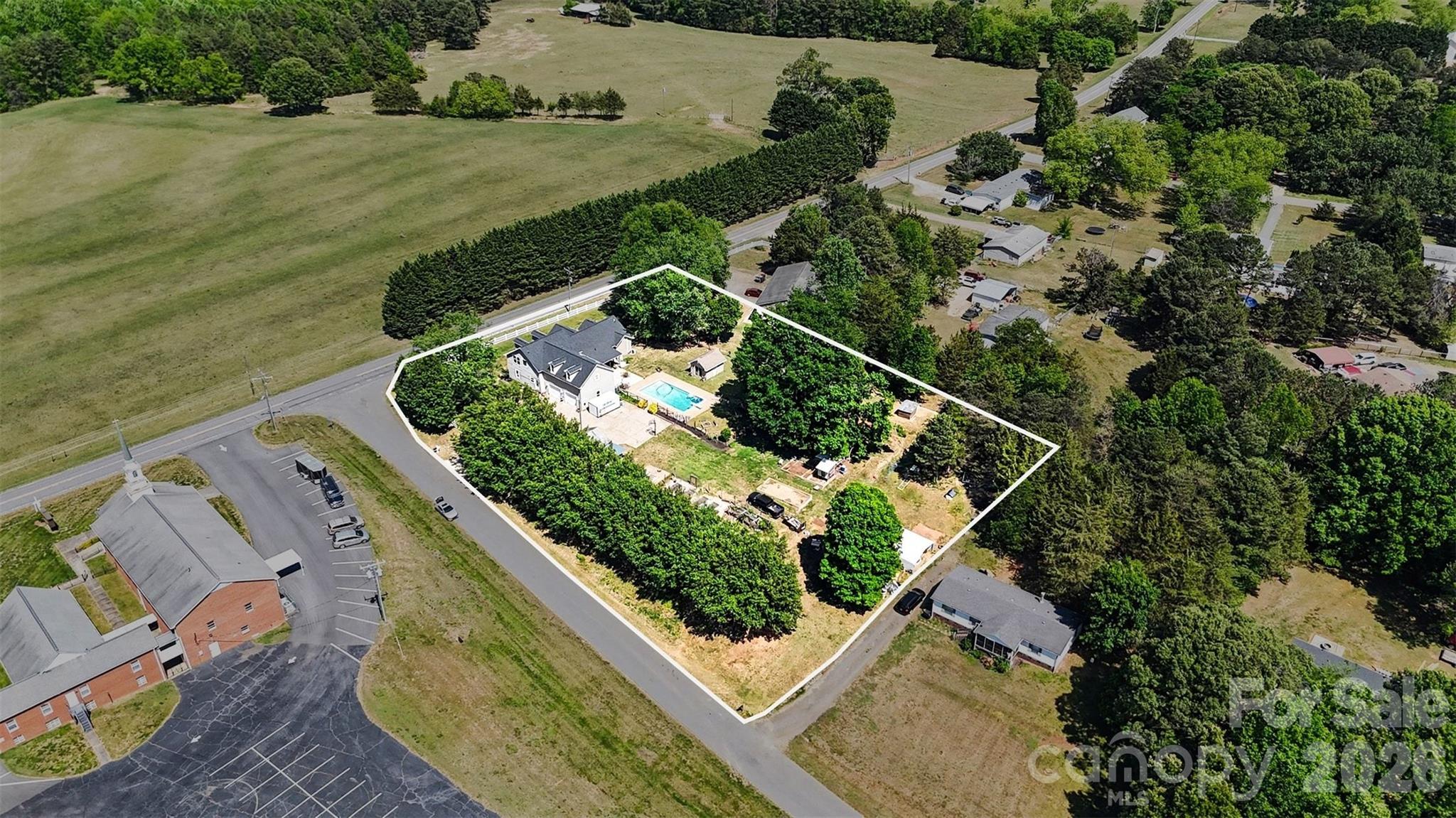 5226 Old Plank Road Iron Station, NC 28080 - Photo 45 of 45 an aerial view of house with outdoor space