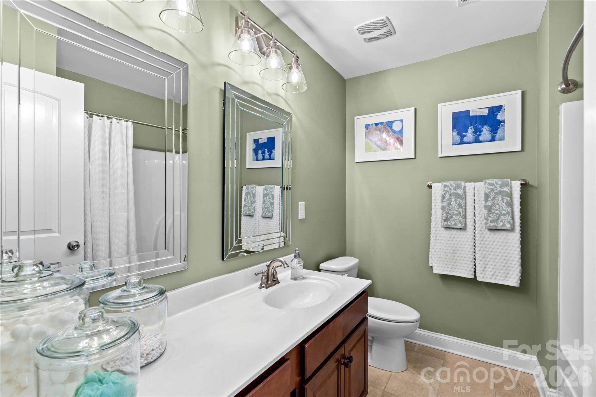 106 Dayvault Cut Road Troutman, NC 28166 - Photo 33 of 48 a bathroom with a sink vanity mirror and toilet