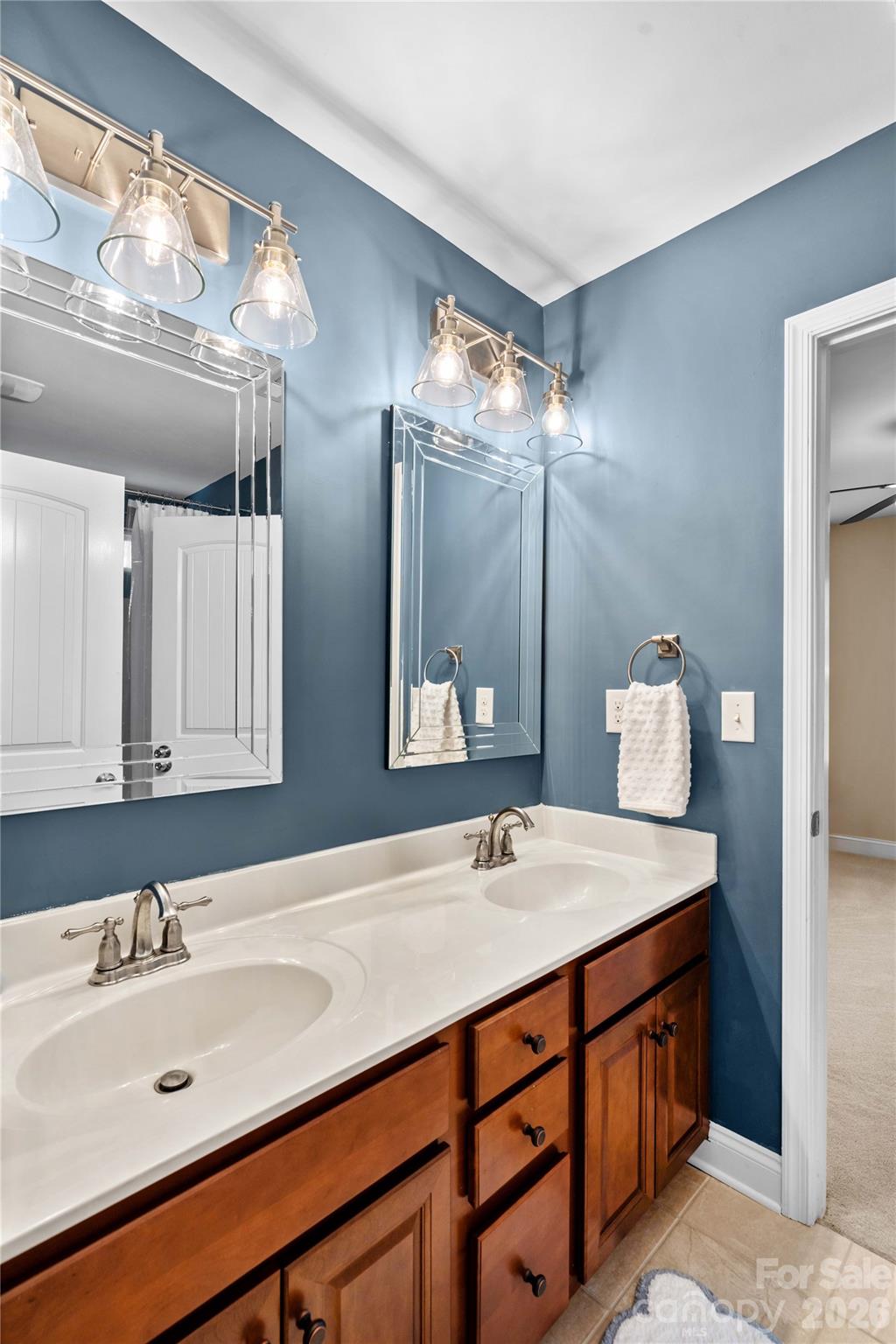 106 Dayvault Cut Road Troutman, NC 28166 - Photo 36 of 48 a bathroom with a double vanity sink and mirror