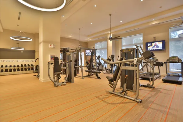 a view of a room with gym equipment