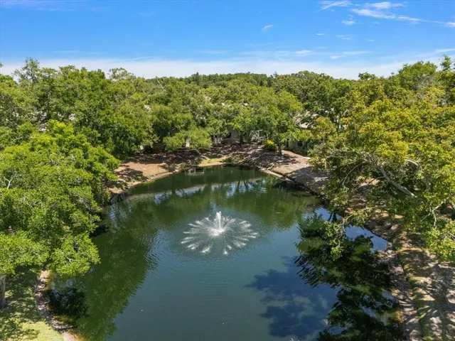 a view of a lake with a city
