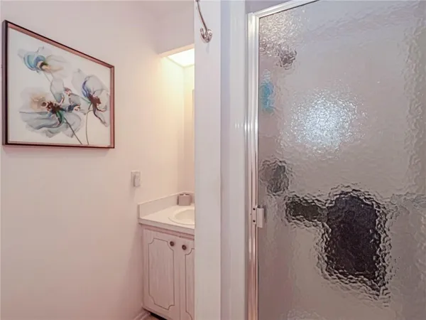 a bathroom with a shower