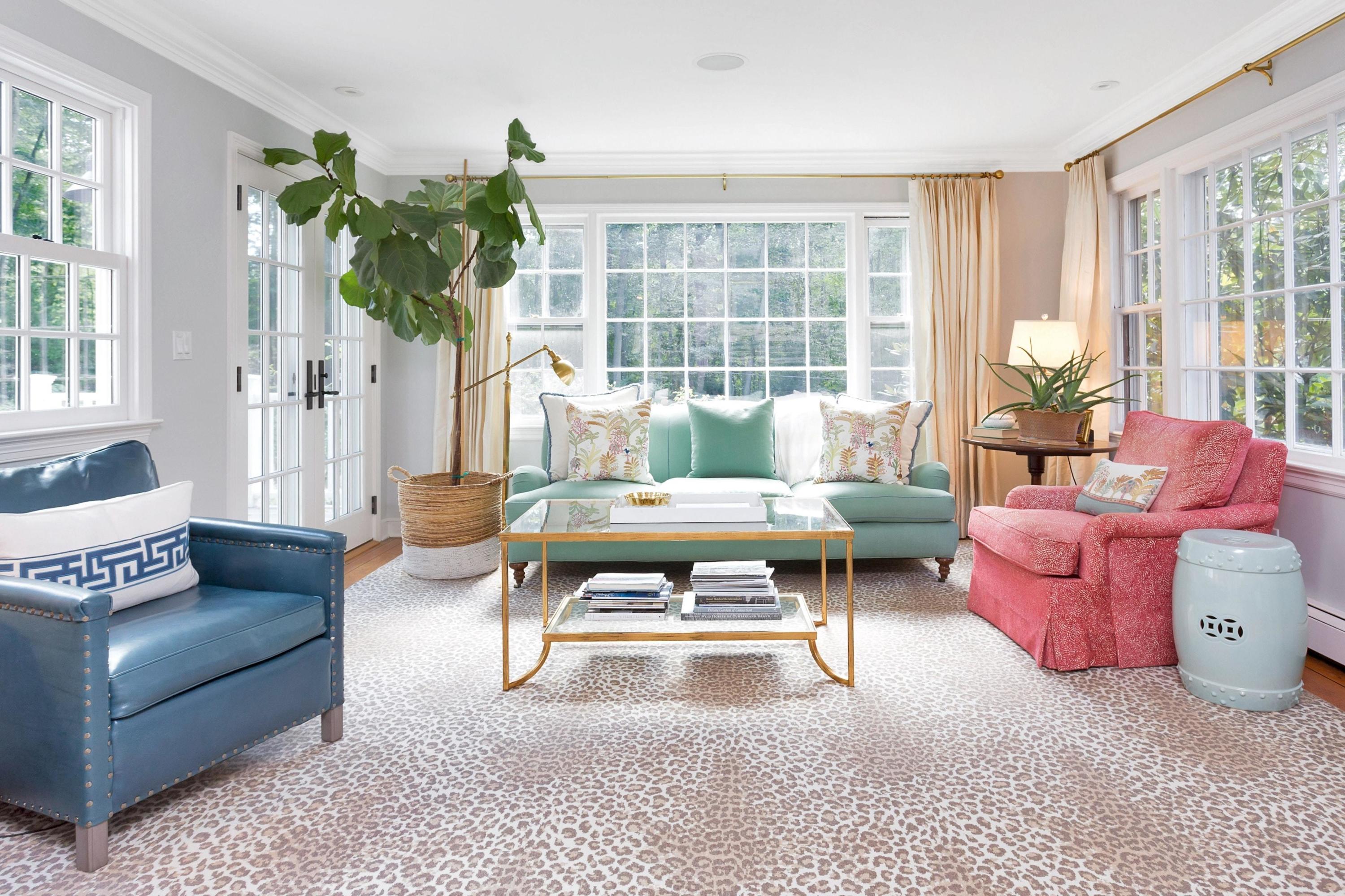 44 Deepwood Road Darien, CT 06820 - Photo 6 of 45 a living room with furniture floor to ceiling window and a potted plant