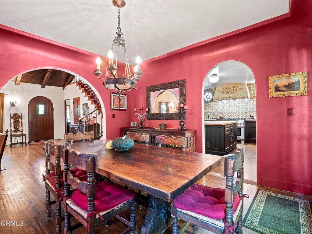 1505 Carroll Drive Altadena, CA 91001 - Photo 7 of 40 a view of a dining room with furniture and a chandelier