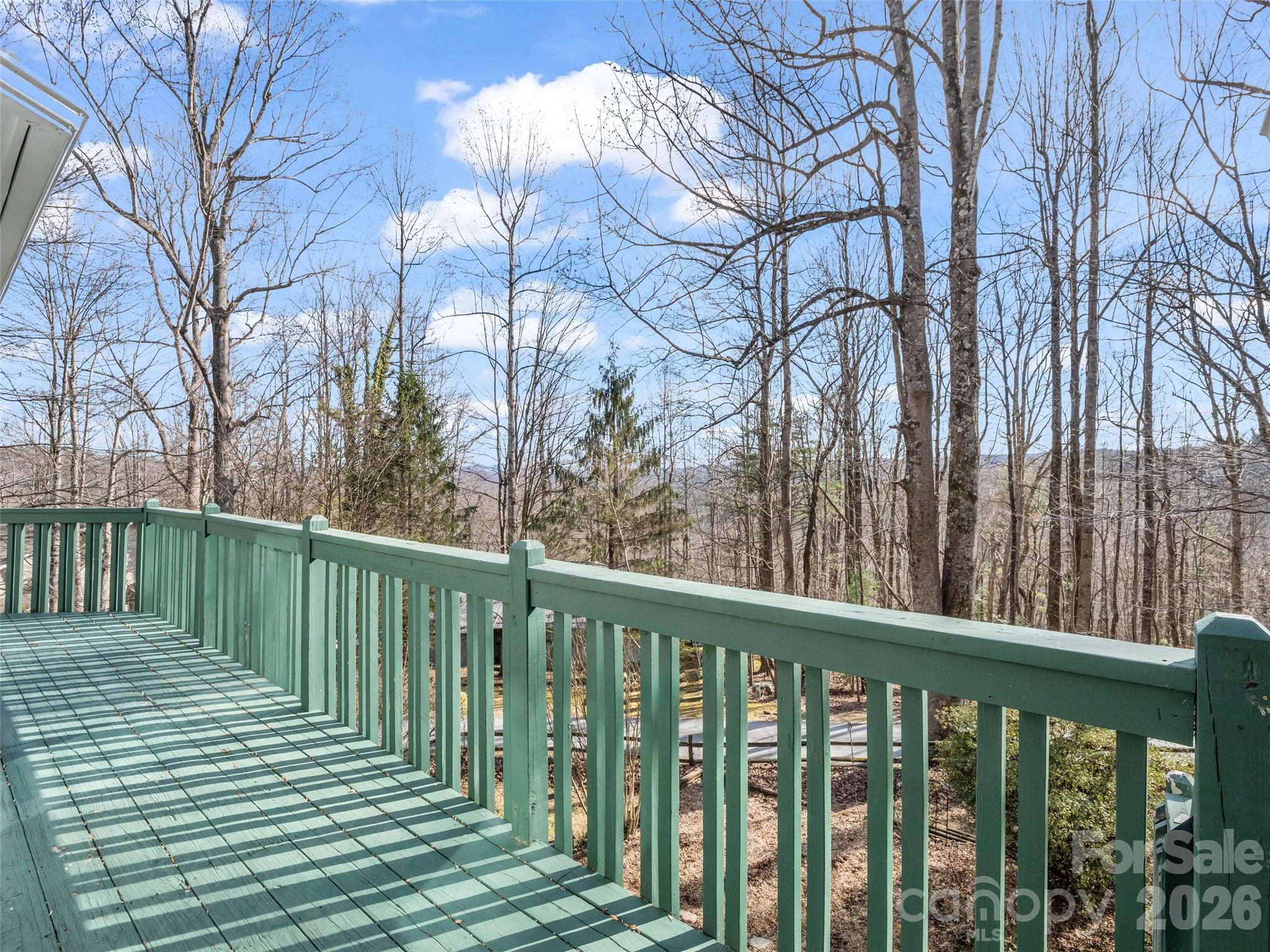 1594 Indian Cave Road Hendersonville, NC 28739 - Photo 44 of 48 a balcony with wooden floor and trees