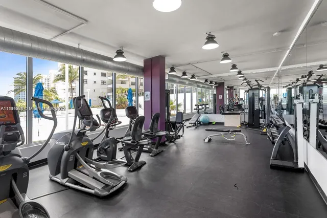 a view of a room with gym equipment