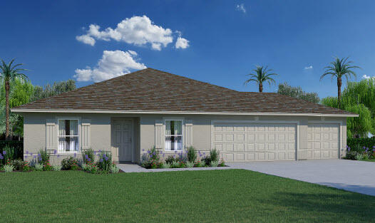 5490 Northwest Ligon Circle Port St. Lucie, FL 34983 - Photo 1 of 4 a front view of a house with a garden