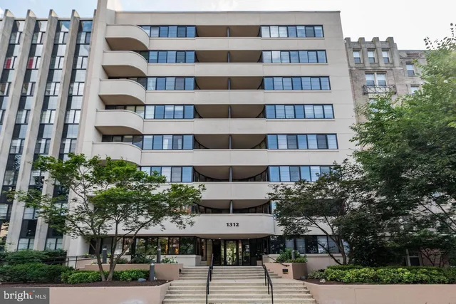 a front view of a multi story building