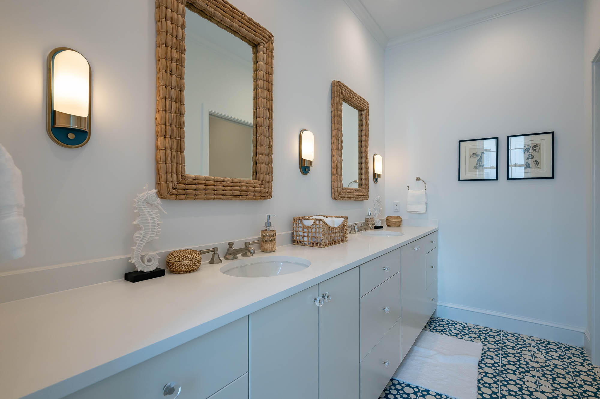 24 Smugglers Alley Inlet Beach Inlet Beach, FL 32461 - Photo 31 of 51 a bathroom with a double vanity sink and a mirror