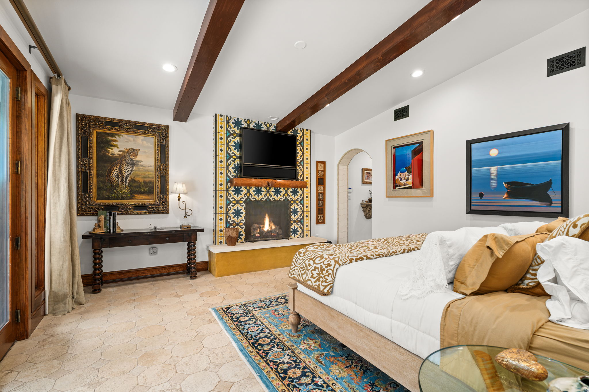 11941 Overlook Pass Austin, TX 78738 - Photo 15 of 40 Wood beam ceiling with recessed lighting