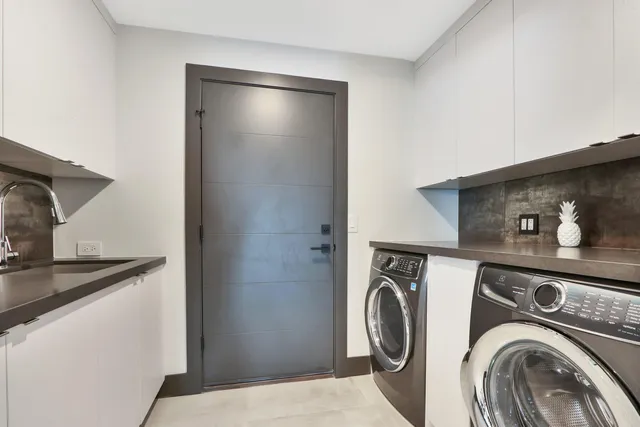 a bedroom with a bed and a closet