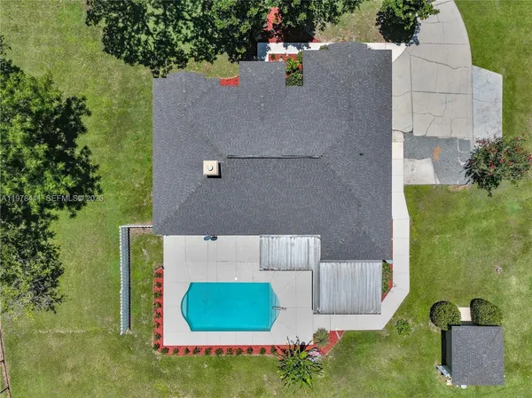 an aerial view of a house